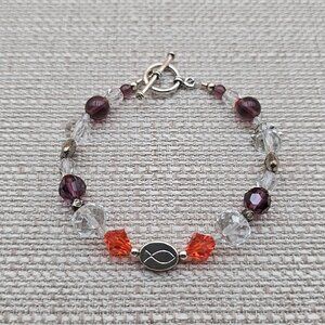 7.5 Inch Sterling Silver Handmade Jesus Religious Bracelet B714